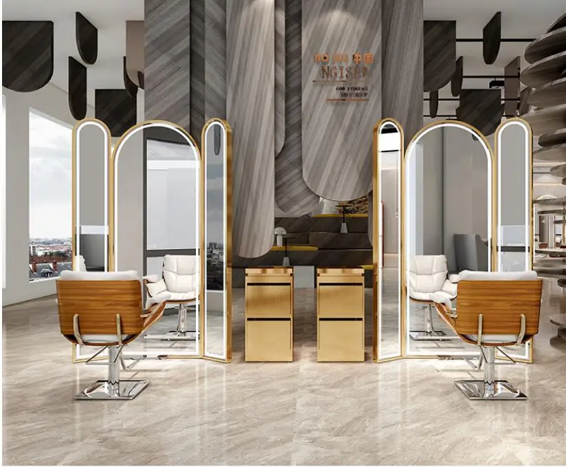 Online celebrity barber shop jingtai hair salon special light haircut mirror hairdressing shop single double three-sided floor m