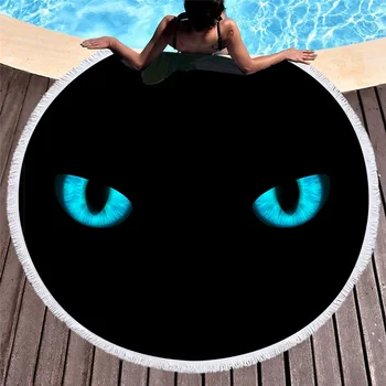 

Microfiber Beach Towel Eyes Printed Large Round Beach Towels For Adult 150CM Travel Bath Towels Tassels Yoga Mat Carpet Tapestry