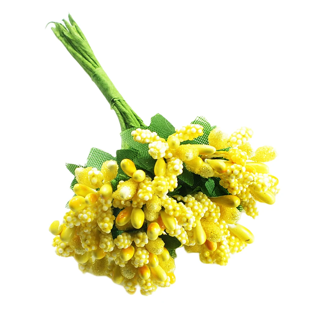 Yellow 12 штук искусственных тычинки для цветов pittil для свадебного украшения - Цвет: Yellow