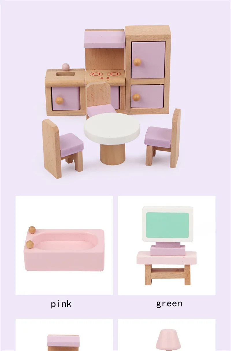 Кукольный домик, миниатюрная мебель, деревянный кукольный домик, мебель для кукол, обучающий дом, игрушки для детей, девочек, рождественские подарки