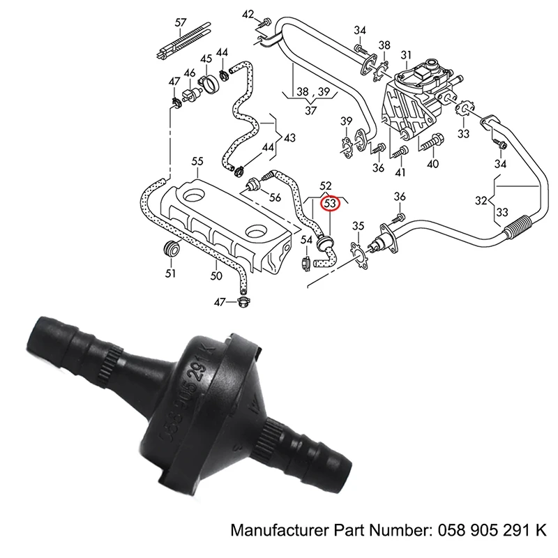 Vacuum Check Valve Air Pump Valve Car Accessories for A4 TT BEETLE PASSAT 058905291 058905291K