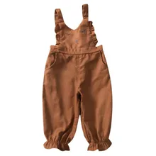 Осенние штаны на подтяжках для маленьких девочек; Детские хлопковые штаны с рисунком; комбинезоны; брюки; одежда