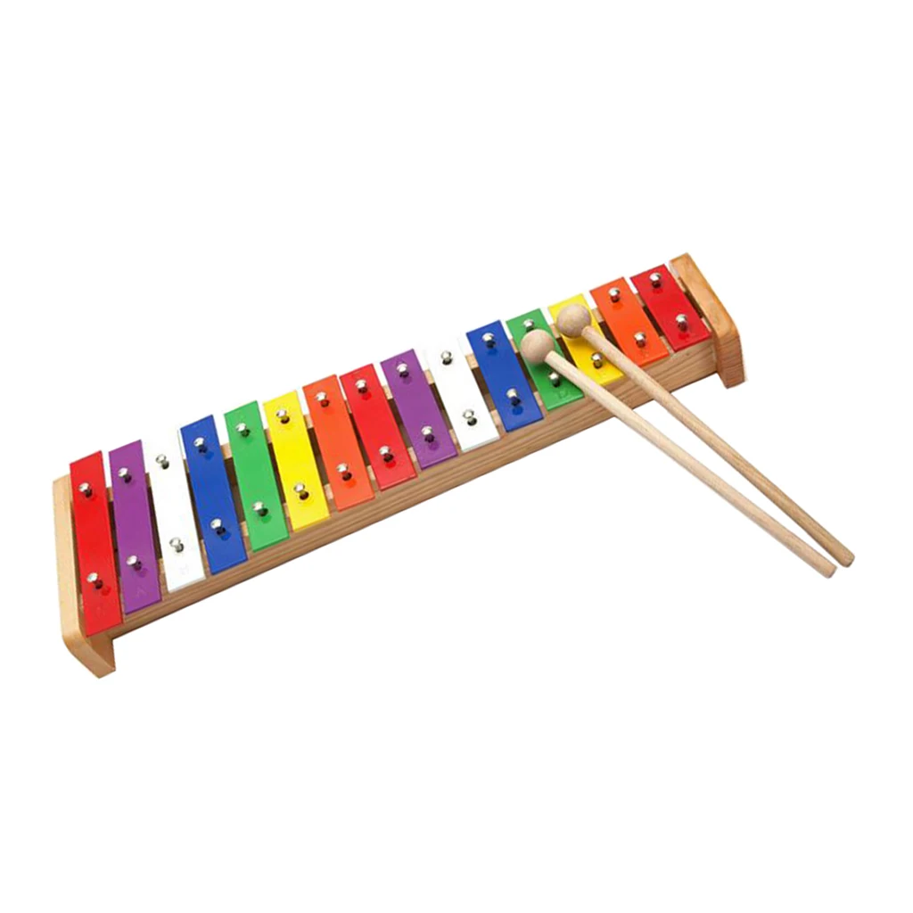 15-Tone Glockenspiel Xylophone Vibraphone W/ Mallet Stick Percussion Toys