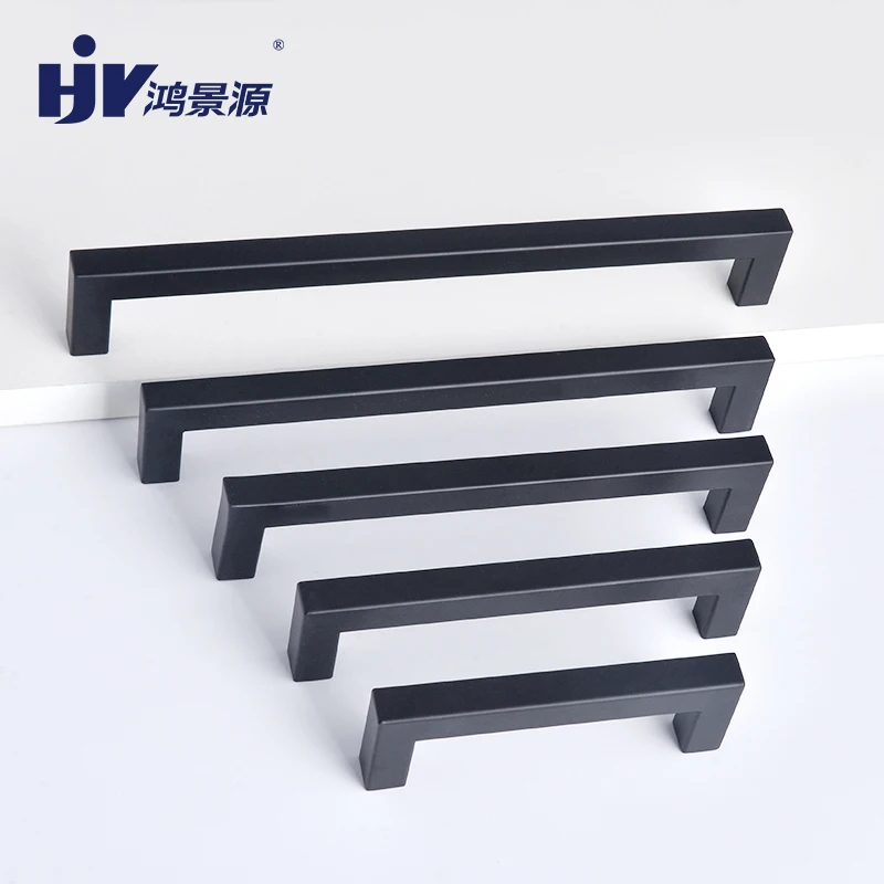 HJY Black Square Pull Handles Stainless Steel Handle Furniture Hardware Kitchen Wardrobe Cabinet Drawer Knobs T019 | Обустройство