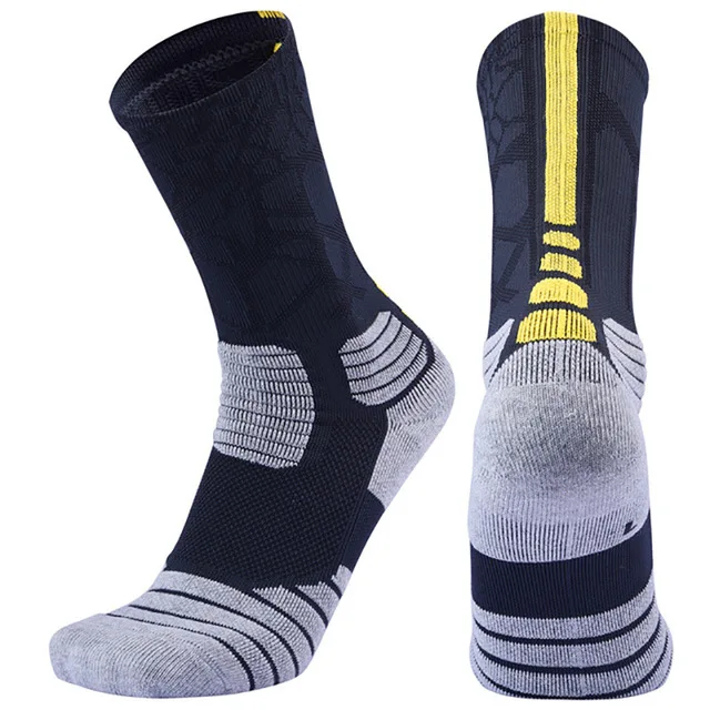 Super Elite Men's Sports Socks Cycling Basketball Running Sports Socks Summer Hiking Ski Tennis Man Women Bicycle Slip HuangHei