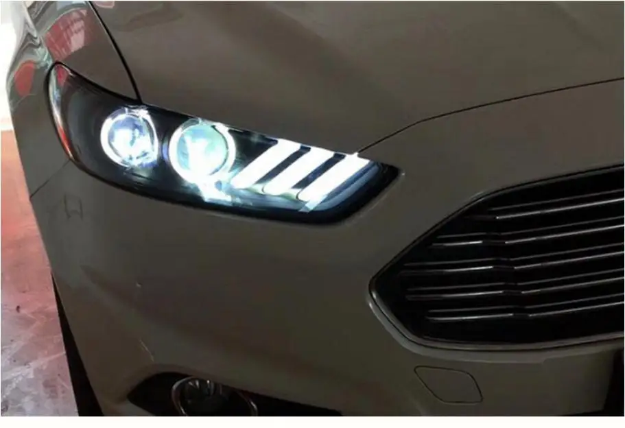 VLAND Автомобиль Стайлинг фара для Fusion светодиодный головной фонарь 2013 для Mondeo головной свет с DRL+ ангельские глазки