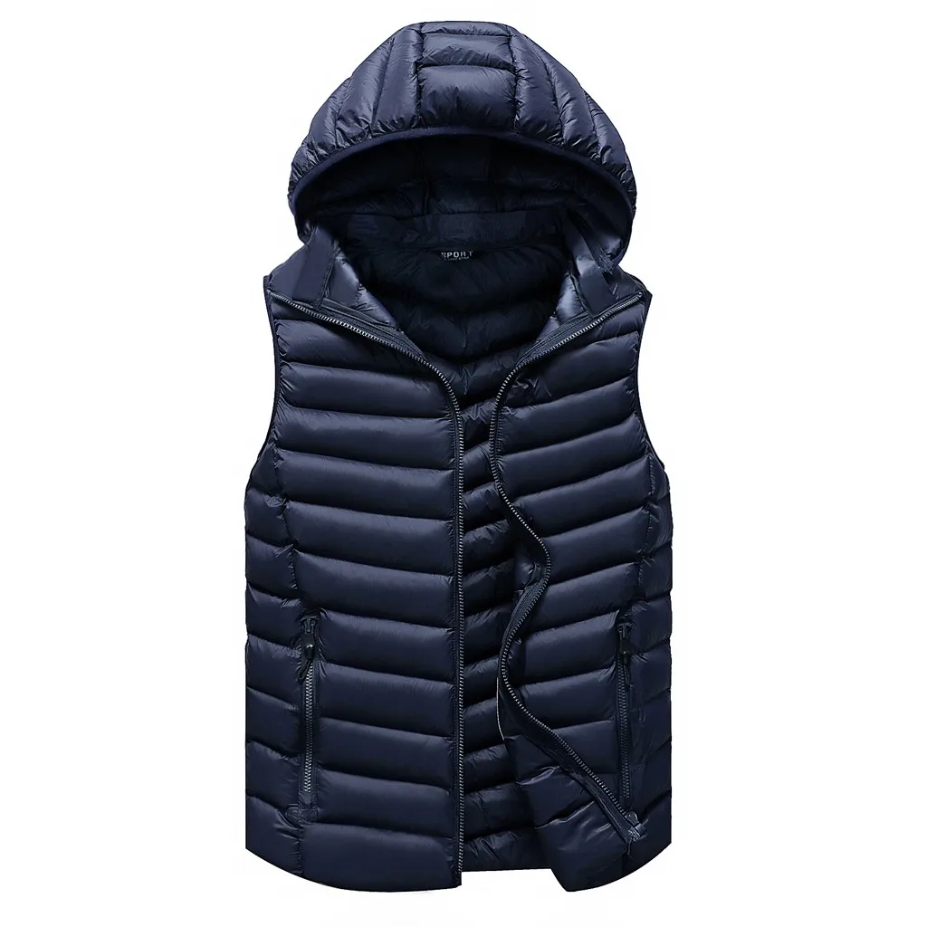 JAYCOSIN Men's Vests Jackets Fashion plus size casual hooded zipper jacket vest autumn male Polyester sleeveless coats pockts