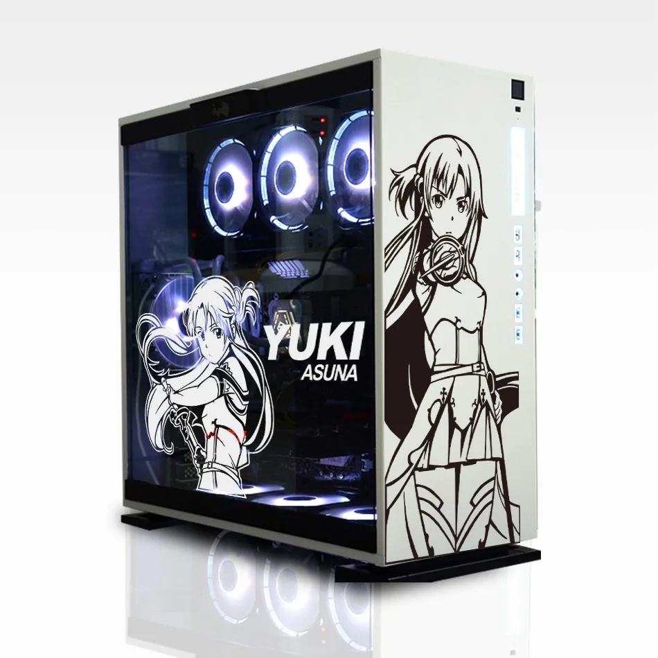 Saoアスナアニメゲーミングpcケースステッカーatx Compuerホストスキン飾るデカール防水リムーバブル中空アウト適用が容易 装飾フィルム Aliexpress