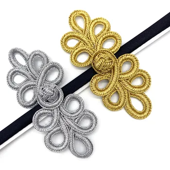 

5pcs Chinese Cheongsam Knot Button Gold Silver Decoration Fabric Button Chinese Knot Buttons DIY Hand Sewing Accessories