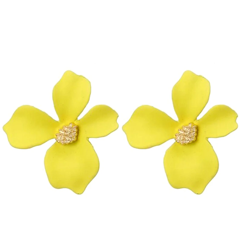 

Simple Spray Paint Flower Earrings 5 Color Flower Big Earrings For Women Wedding Party Festival Gift