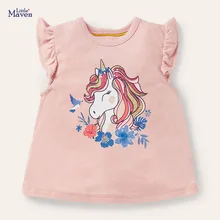 

Little Maven Children Summer Baby Girl Clothes Unicorn Print Tee Tops Brand Pink Cotton Soft T Shirt for Kids 2 3 4 5 6 7 Years