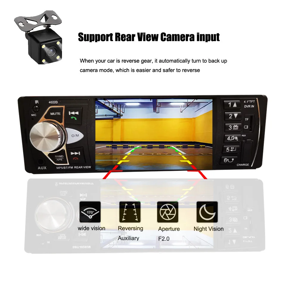 Автомагнитола 1 din 4 дюйма 12 В Bluetooth FM радио MP3 аудиоплеер зарядное устройство 5 USB SD