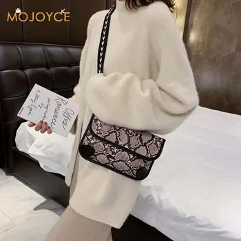 

Fashion Serpentine Women Shoulder Sling Bags Leather Snake Print Messenger Shoulder Bags For Women Party Evening Clutch Purse