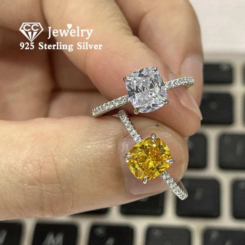 Fashion Sterling 925 Silver Ring with Yellow Cubic Zircon Wedding Jewelry Rings Fashion Sterling 925 Silver Ring with Yellow Cubic Zircon Wedding Jewelry Rings