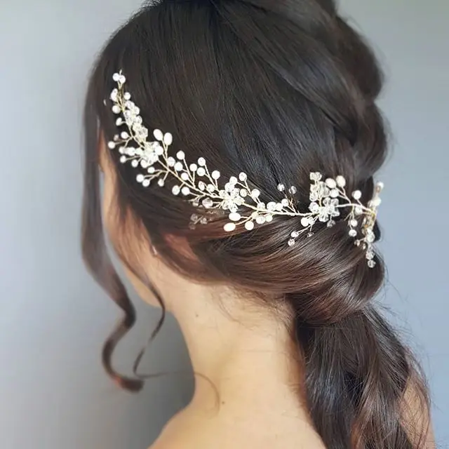 

1PC Wedding Romantic Pearl Crystal Hair Accessories Bridal Hair Vine Rhinestone Diamante Headband Fashion Women Hair Jewelry