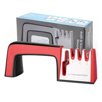 

YosHouse 4 In 1Knife Sharpener 3 Grinding Slot Kitchen Knife Sharpeners TPR Blades Home Multifunctional Kitchen Accessories