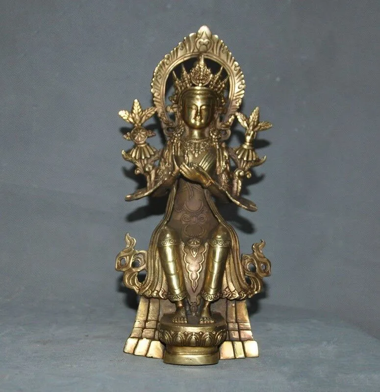 

wedding decoration old Tibet Buddhism brass lotus tara Maitreya Bodhisattva Guan Yin Buddha Statue