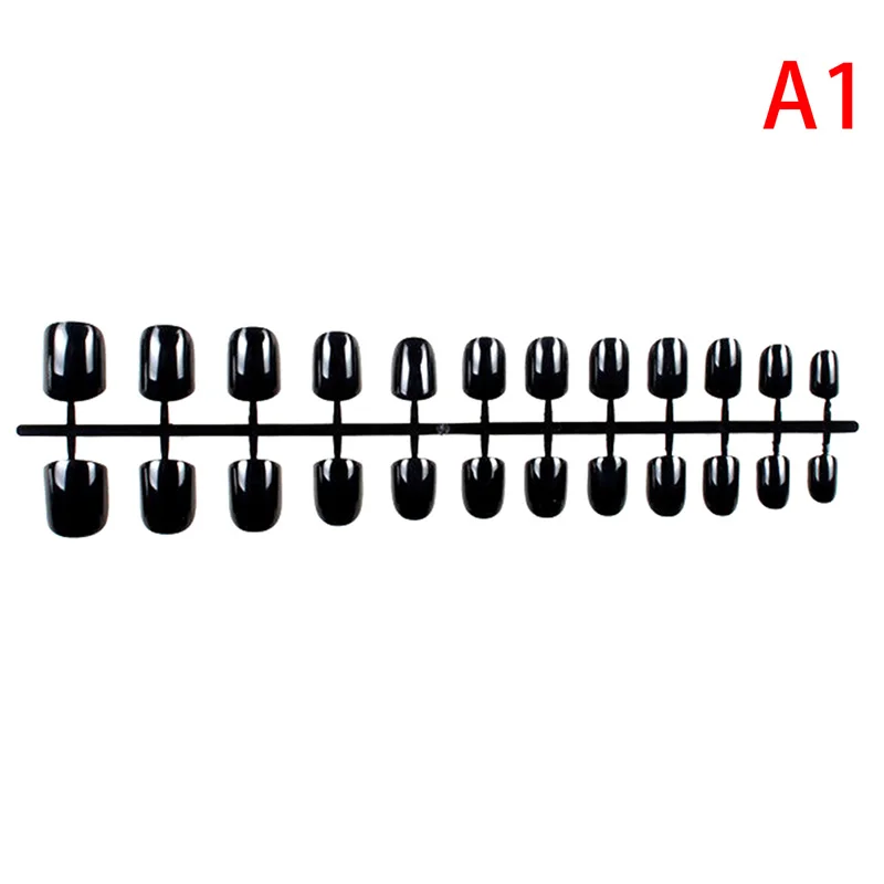 ABS Artificial Finger Tips Press On Short Round Nail Art Decorations Made up 31 Color 24pcs Short False Nails Fake Nails - Цвет: 1