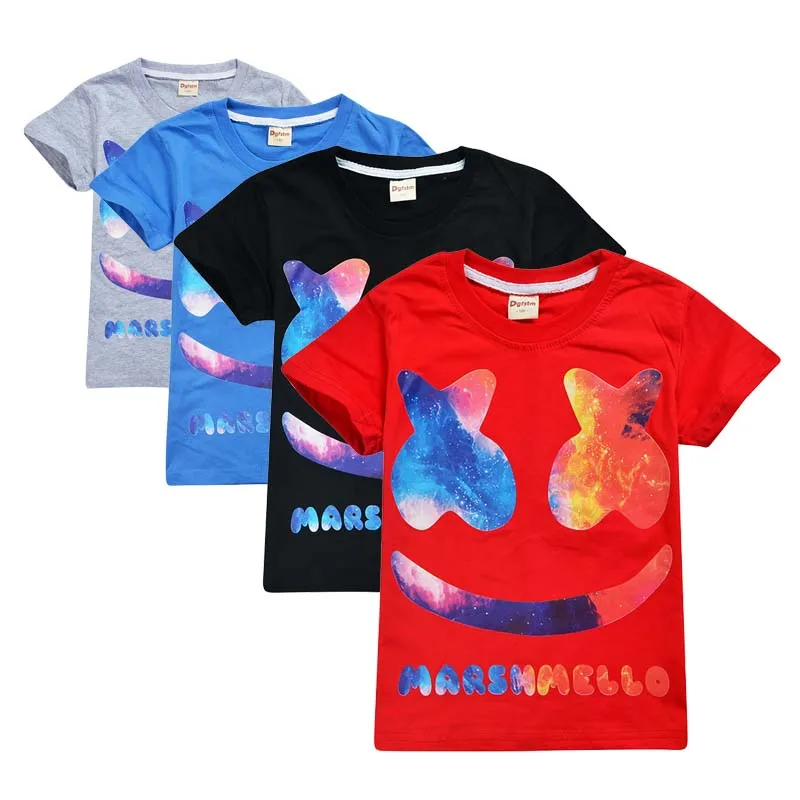 

5Y-13Y Kids Marshmello T-shirt Children Boys and Girls Summer Dj Marshmello Music Tops Tees Fashion Costume