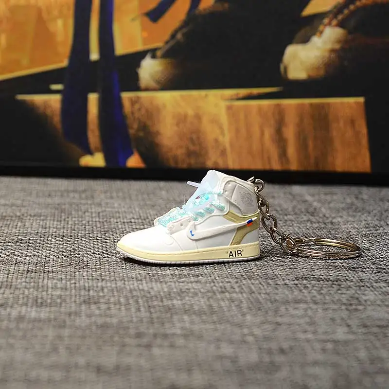 a single shoe w ring Дропшиппинг ПВХ брелок для обуви 1 3D мини-кроссовки "OW CHICAGO" Спортивная обувь Кроссовки брелки - Цвет: a single shoe w ring