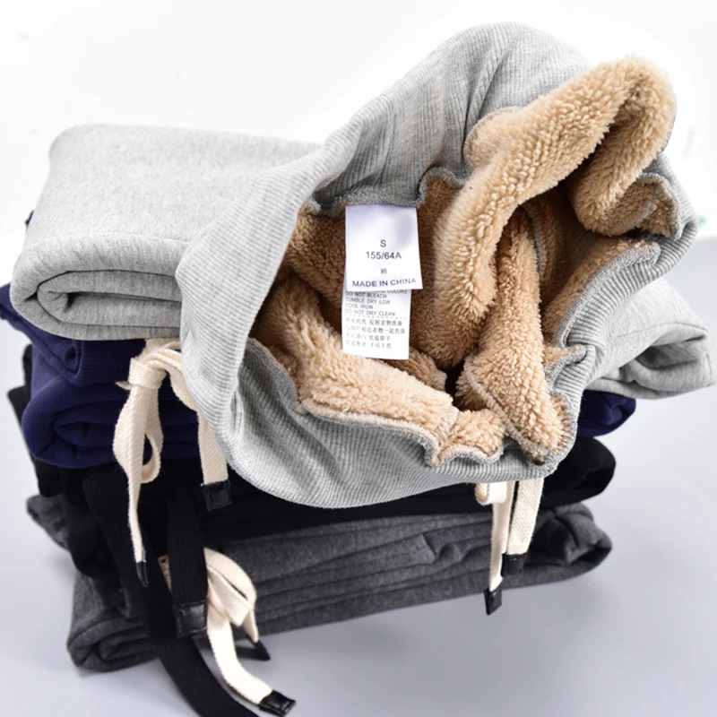 

Winter New Warm Pants Lamb Plus Size Sweat Pants Fleece Sweatpants Women Thick Lambskin Cashmere Pants Women's Trousers