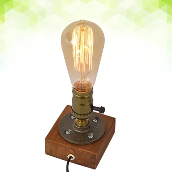 

1PC Industrial Desk Lamp Push Button Switch Edison Led Antique Base E27 Wood Bedroom Table Light