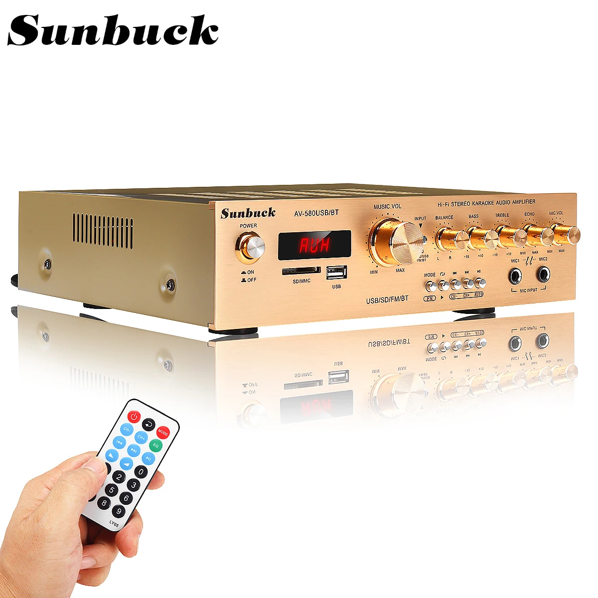 Sunbuck 5 canais bluetooth5.0 fm amplificador estéreo de alta fidelidade led digital karaoke cinema em casa amplificadores de cinema em casa
