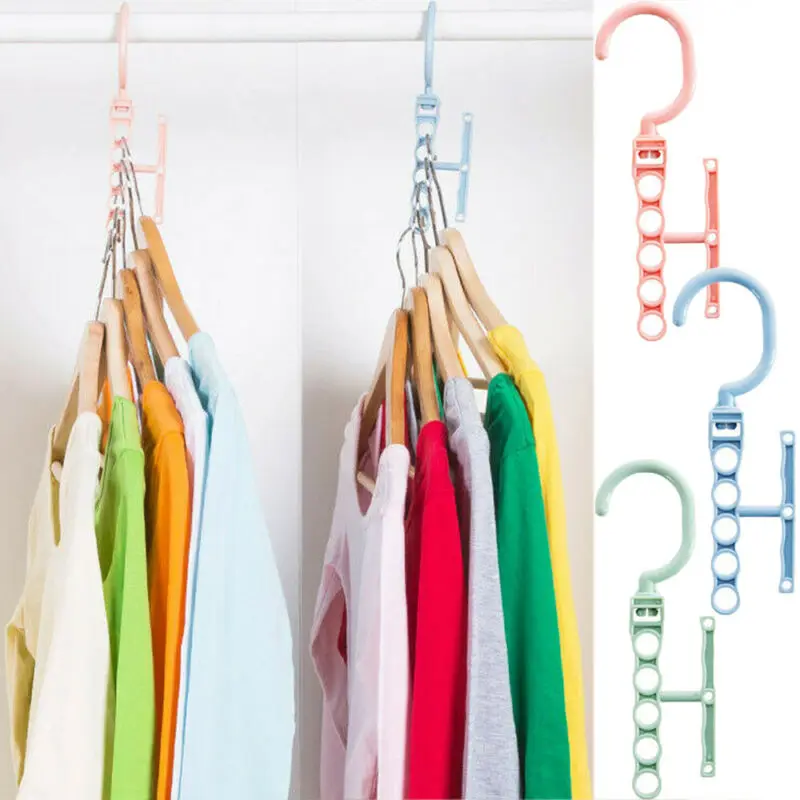 

3D Space Saving Hanger Magic Clothes Hanger with Hook Closet Organizer 360°Rotating Hanger Hook PP Clothes Storage