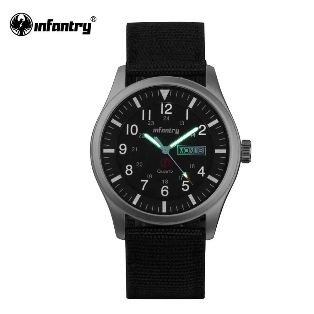 Kaufen INFANTERIE Militär Uhr Männer Glow in Dark Armbanduhr Herren Uhren Top Brand Luxus Armee Sport Datum Wasserdicht Relogio Masculino