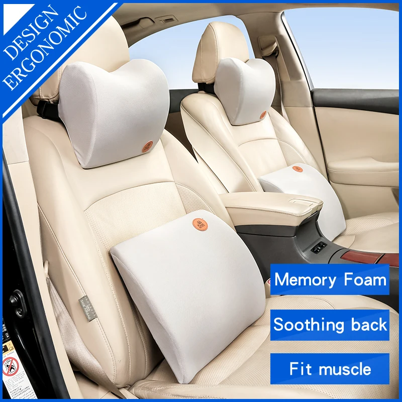 Car Pillow Memory Cotton Foam Headrest Neck Warm Winter Car Seat Support Lower Back Cushion Lumbar Support Rest Auto Accessories