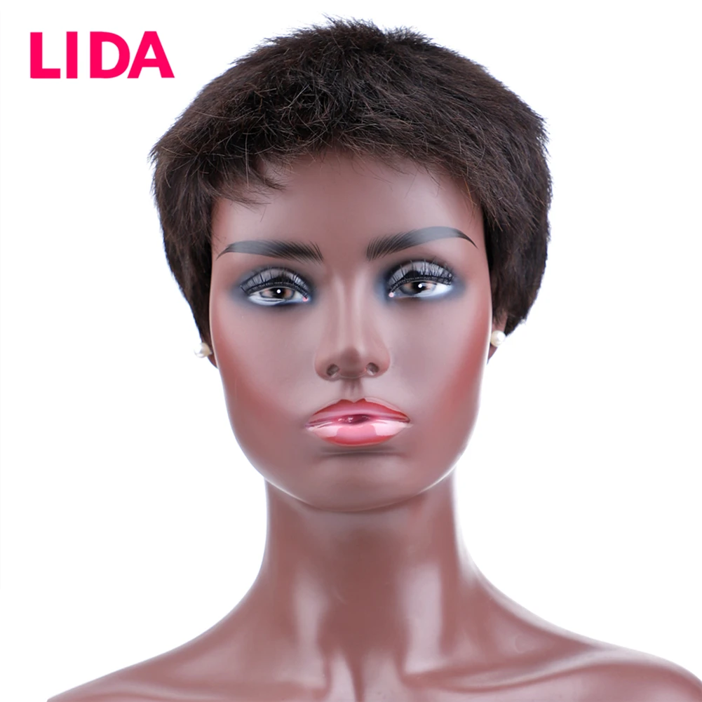 

Lida 100% Straight Human Hair Wig Neutral Style Remy Chinese Hair Short Machine Made Wig