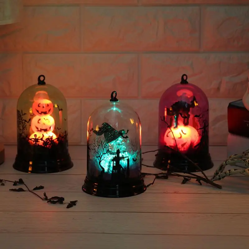 Яркие игрушки лампа в виде тыквы на Хэллоуин с принтом ведьмы свет для Хэллоуина вечерние светящиеся фонарь-тыква