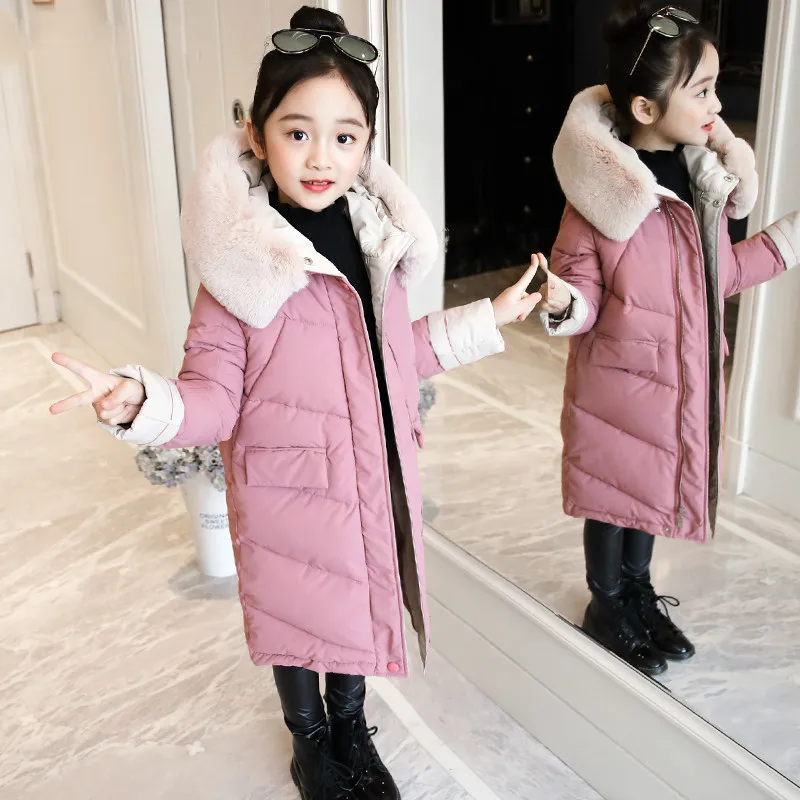 LOOZYKIT пуховики для девочек; теплая верхняя одежда для малышей; плотные пальто; ветровка; Детские Зимние куртки; детская верхняя одежда с героями мультфильмов - Цвет: Pink