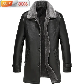 

Genuine Jacket Winter Sheepskin Coat Real Wool Fur Liner Men Leather jackets Chaqueta Cuero Hombre 61Z16017