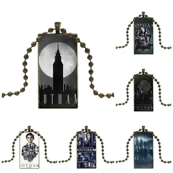 

Design Tv Show Series Gotham Design Fashion Vintage Glass Women Rectangle Necklace Pendants For Girls Statement Maxi