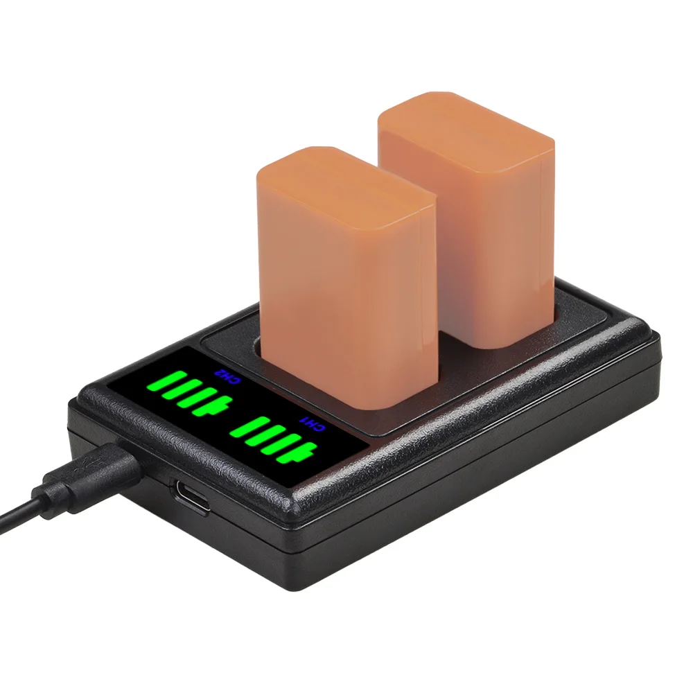 Camera Battery 2160mAh NP-FW50 NPFW50 Li-ion Battery for Sony ZV-E10 A7 A7R A7RII A7II A7SII A7S a6300 a6400 a6500 RX10 Series&LED Dual Charger