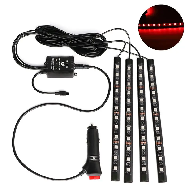 

4 4 Packs 48 LED Car Interior LightsCar LED Strip LightsMultiColor Music Light LED Under dash Lighting Kit with Sound Active
