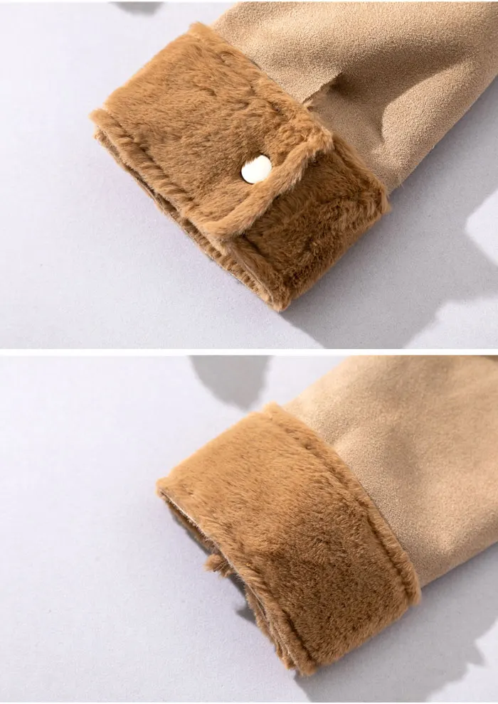 Women Leather Jackets Winter Suede Leather Jacket Women Short Lamb Wool Motorcycle Jacket Thick Lambs Fur Warm Coat