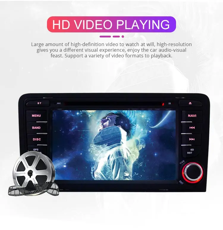 Top Besina 2 Din Car Radio Android 9.0 Car DVD Player For AUDI A3 S3 2002-2011 GPS Navi Steering Wheel Multimedia Auto Audio Canbus Video Stereo WIFI 4G RAM 64G ROM 4