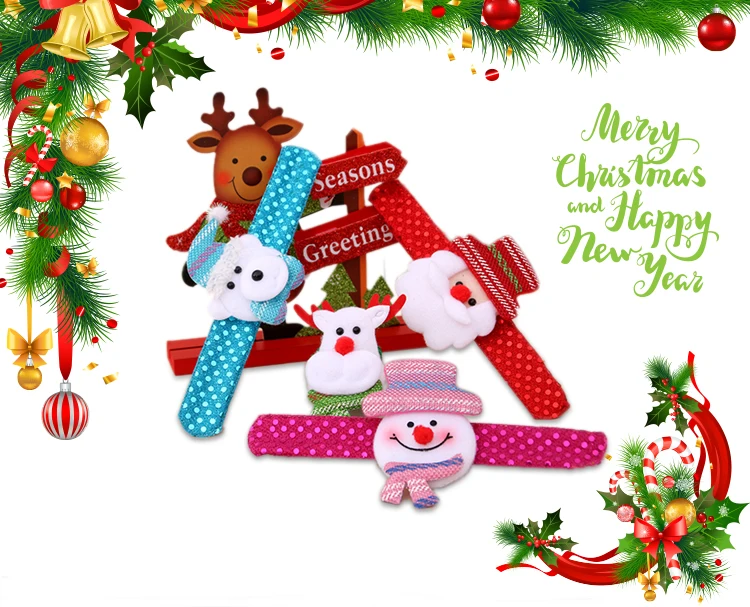 Christmas Patting Circle Bracelet Watch Santa Claus Snowman Deer New Year Party Toy Wrist Decoration Xmas Children Gift