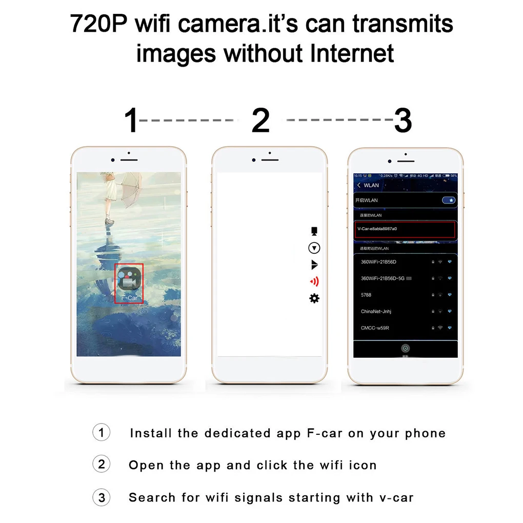 Wi-Fi Левая Правая боковая зеркальная камера слепой зоны 720P беспроводной видеорегистратор ночного видения