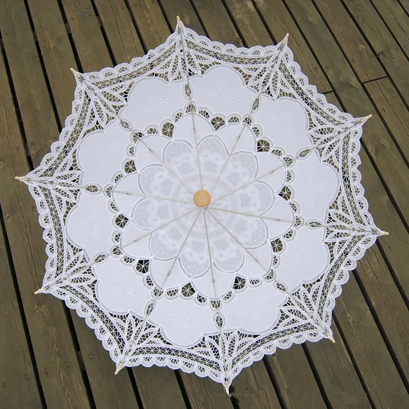 Модный зонтик от солнца, хлопковый Вышитый свадебный зонтик, белый кружевной зонтик цвета слоновой кости, Свадебный зонтик, украшения