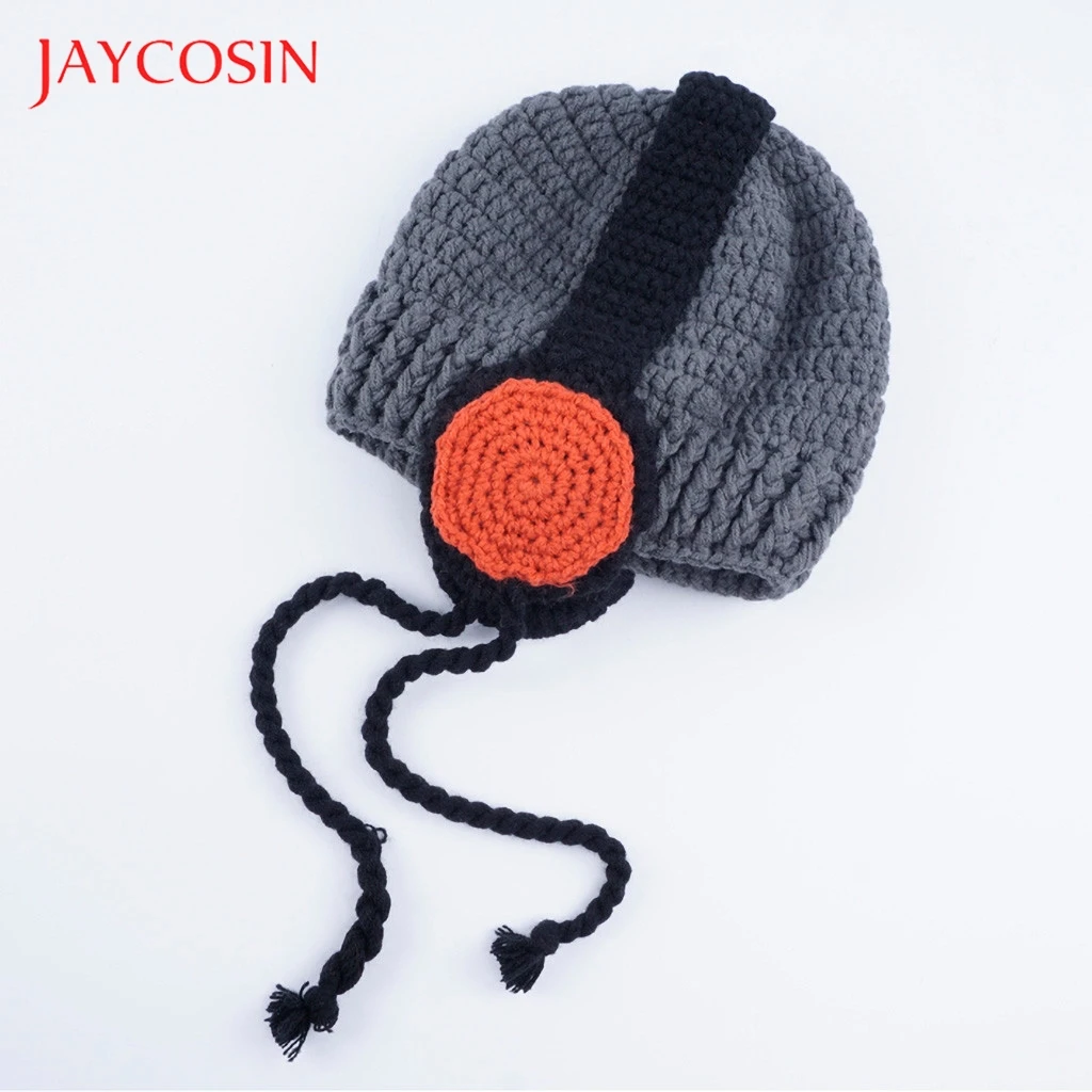 JAYCOSIN/вязаная зимняя детская шапка с ушками, Детская шляпа на шнуровке с мультяшным рисунком, шапка для детей, вязаная шапка