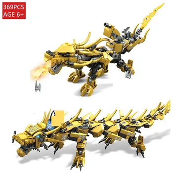

369Pcs Golden Dragon Ninja Knight Figures Model Building Blocks Sets Kids Brinquedos Bricks Educational Toys for Children