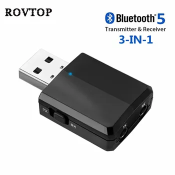 

USB Bluetooth V5.0 Transmitter Receiver for TV PC 3-in-1 Wireless 3.5mm Audio Adapter for Car Headphones Bluetooth Kit