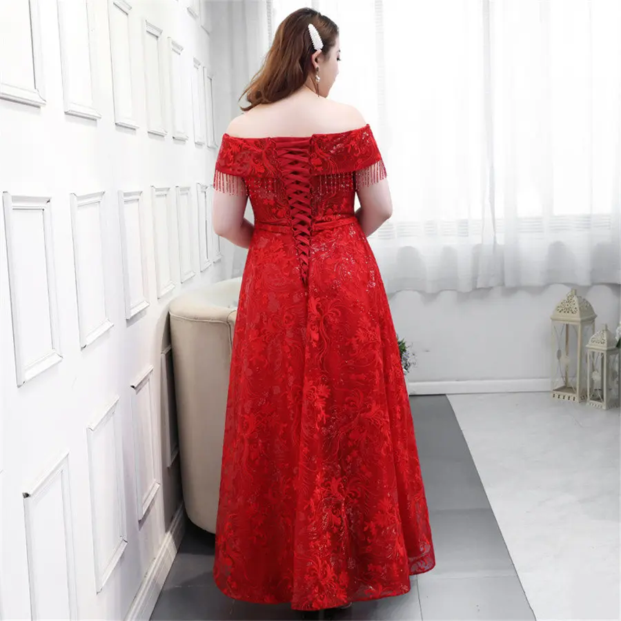 Tassel вечерние платья с открытыми плечами Robe De Soiree T546 размера плюс женские вечерние платья с блестками вечерние платья с вырезом лодочкой