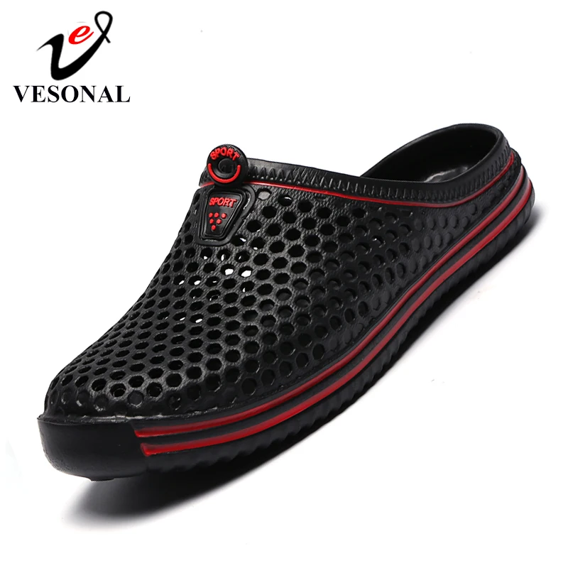VESONAL-Zapatillas de plástico para hombre y mujer, Sandalias de playa con agujeros, para verano