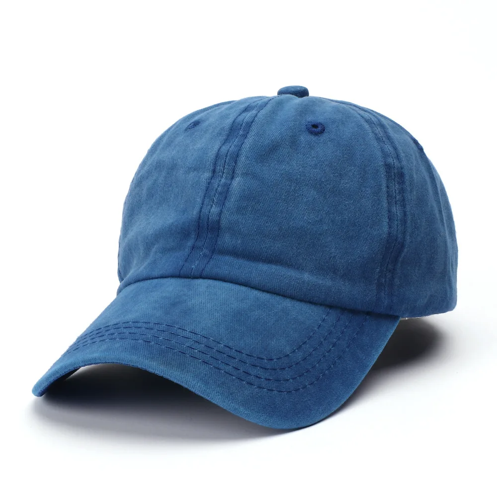 hat Women European and American truck drivers wash couples to make old baseball caps and men's denim curved eaves caps - Цвет: Sapphire