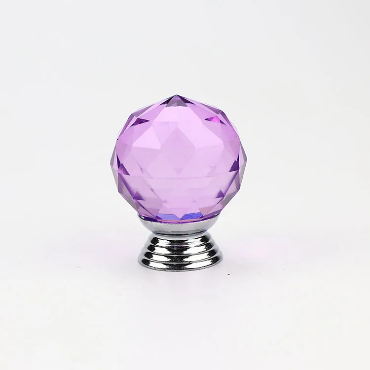 30 мм Алмазная форма дизайн хрустальные стеклянные ручки шкаф ручки для выдвижных ящиков кухонный шкаф ручки оборудование для обработки мебели - Цвет: Лиловый