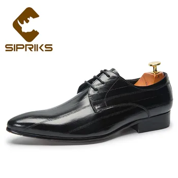 

Sipriks Mens Genuine Leather Dress Shoes Fashion Burgundy Black Winter Autumn Office Shoes Casual Derby Shoes Dancing Wedding 44